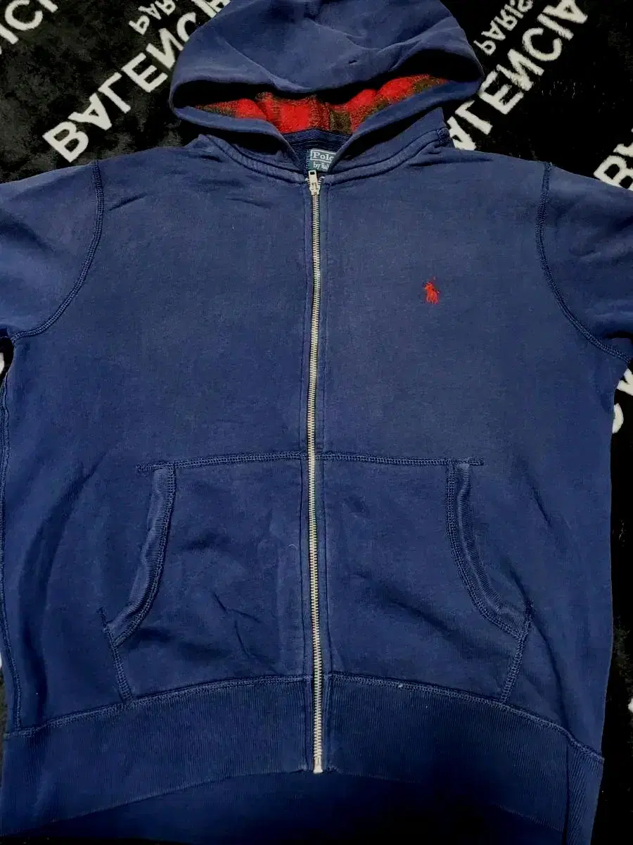 L)polo ralphlauren navy red pony hoodie